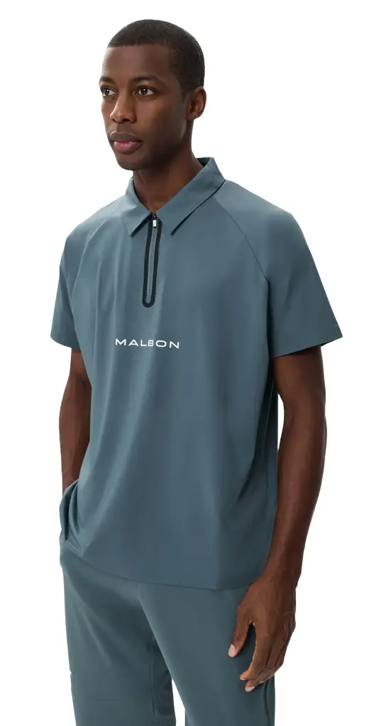 Malbon Performance Zip Raglan Polo Dark late | Image 1 Malbon Performance Zip Raglan Polo Dark late | Image 1