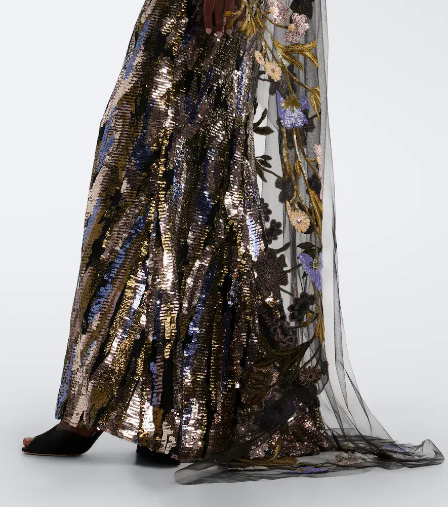 Elie Saab Floral sequined caped gown | Thumbnail 5 Elie Saab Floral sequined caped gown | Thumbnail 5