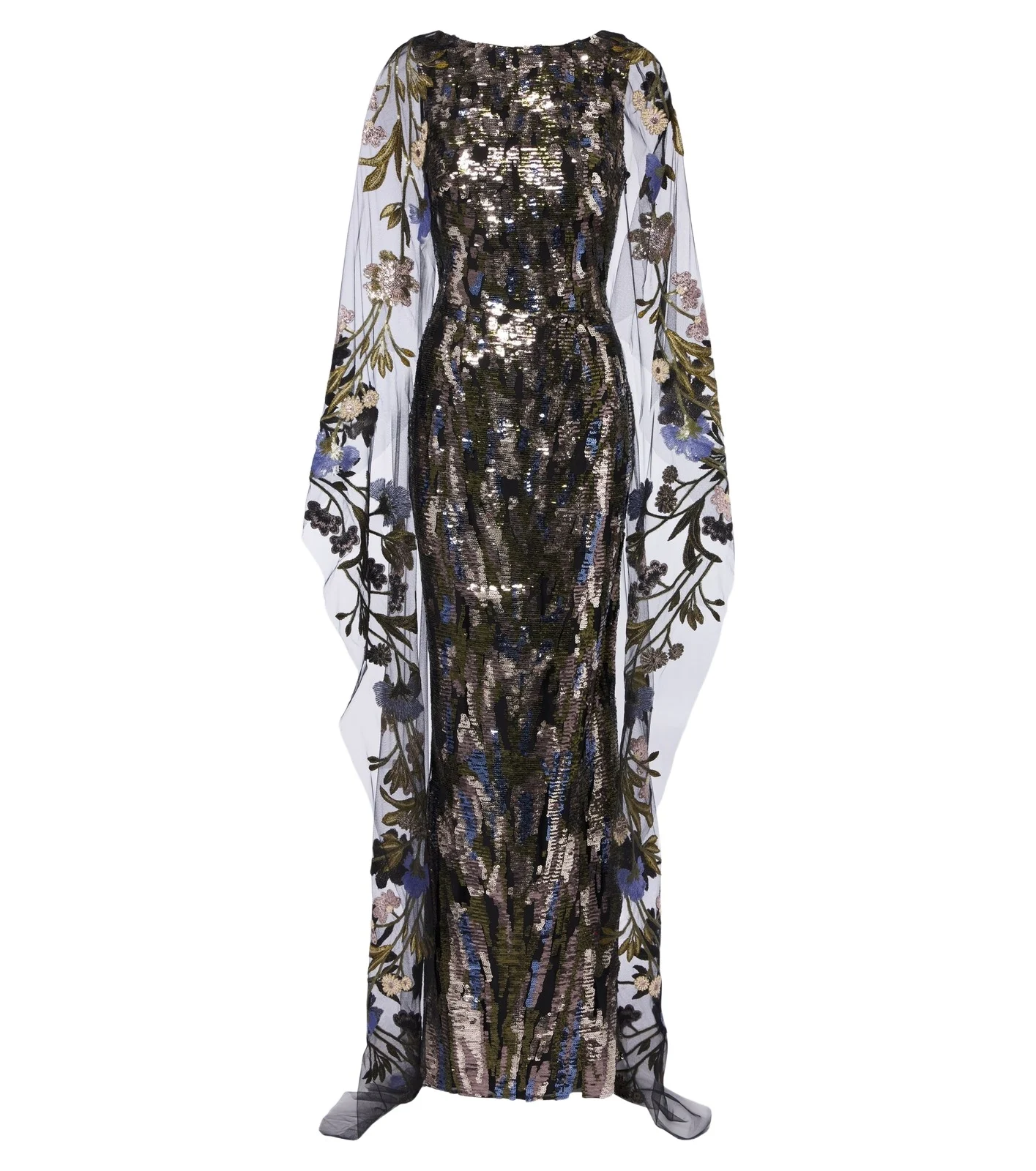 Floral sequined caped gown Floral sequined caped gown