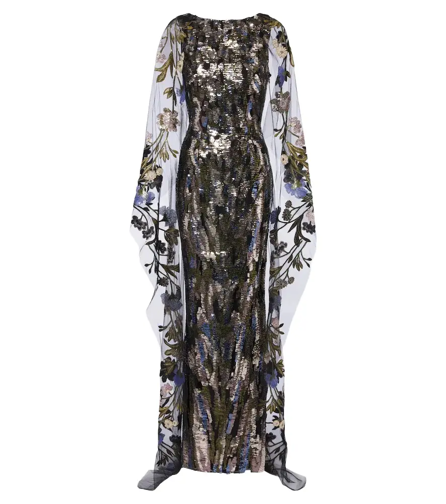 Elie Saab Floral sequined caped gown | Image 1 Elie Saab Floral sequined caped gown | Image 1