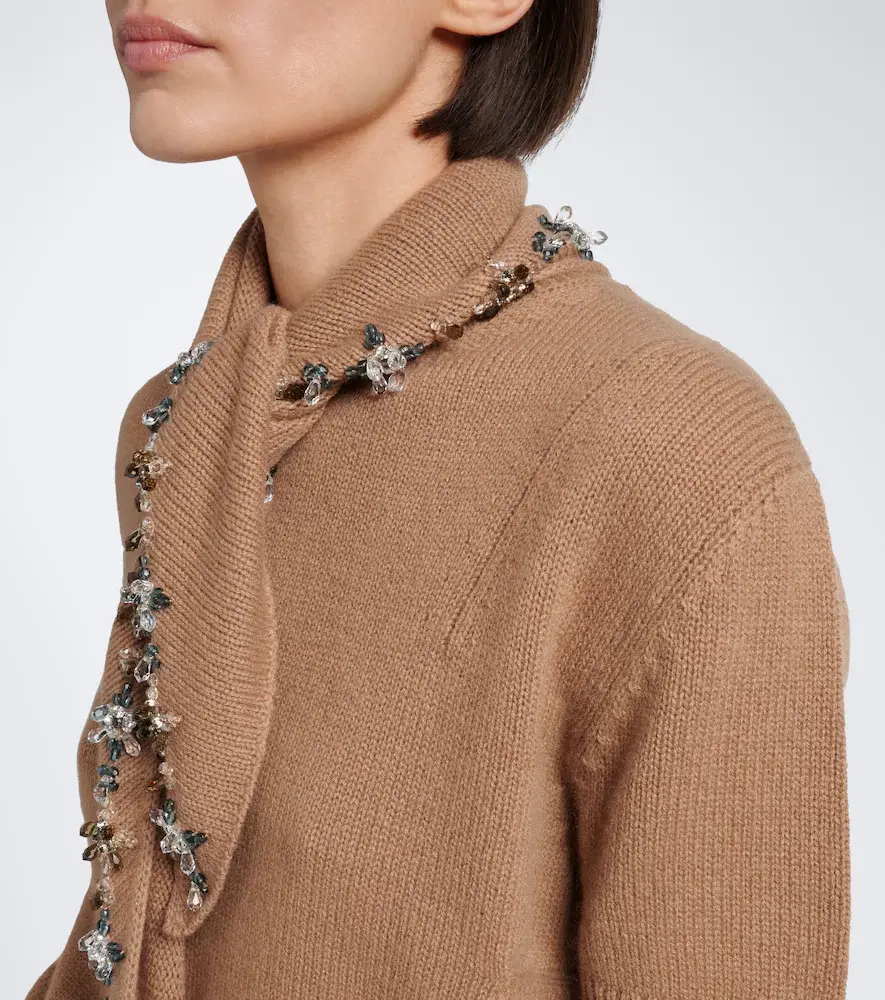 Prada Embellished tie-neck cashmere sweater | Thumbnail 5 Prada Embellished tie-neck cashmere sweater | Thumbnail 5