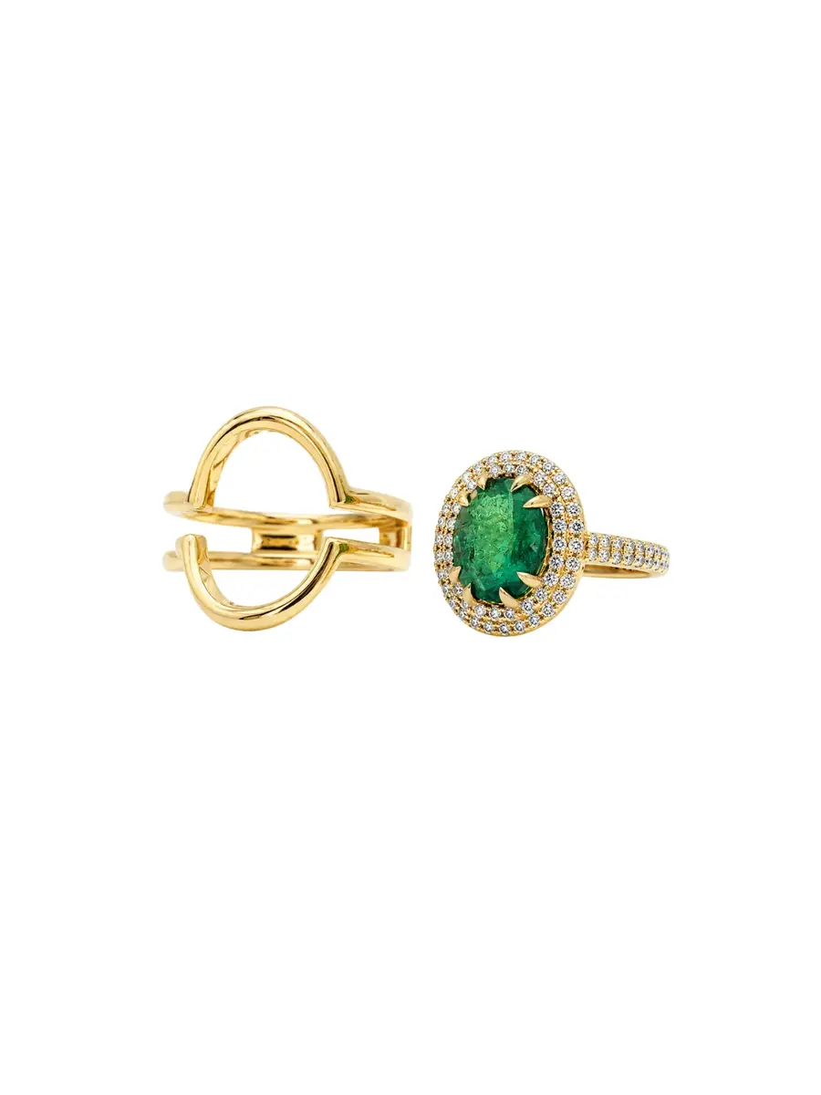 Wish Fine Jewelry 2.37ct Diamond Emerald 18K Gold Signet Ring | Thumbnail 4 Wish Fine Jewelry 2.37ct Diamond Emerald 18K Gold Signet Ring | Thumbnail 4