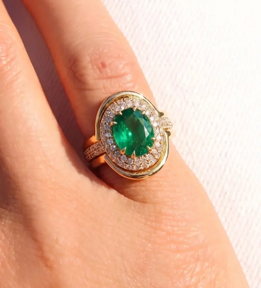 Wish Fine Jewelry 2.37ct Diamond Emerald 18K Gold Signet Ring | Thumbnail 5 Wish Fine Jewelry 2.37ct Diamond Emerald 18K Gold Signet Ring | Thumbnail 5