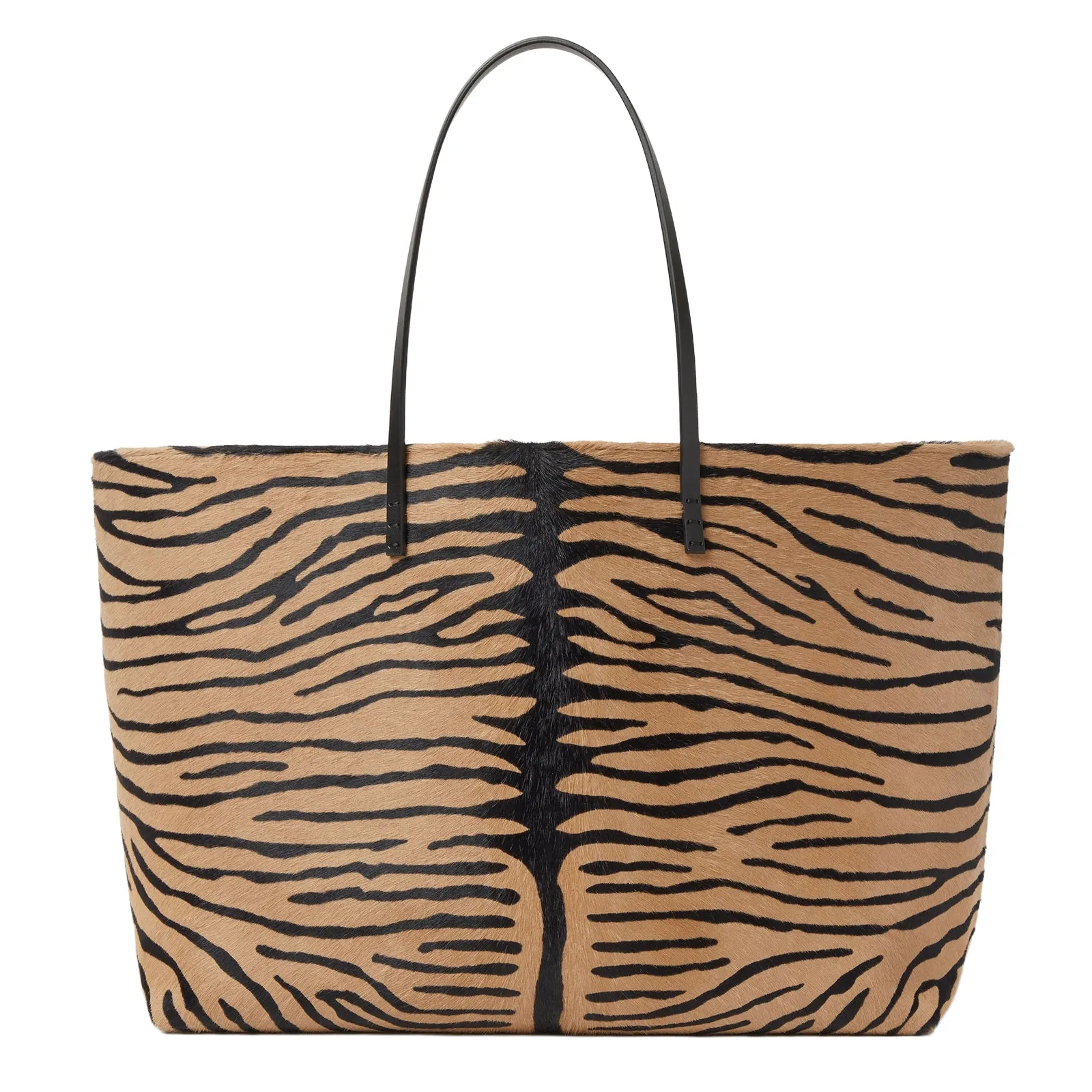 Fendi Medium Roll Tiger-Print Cavallino Leather Shopper
