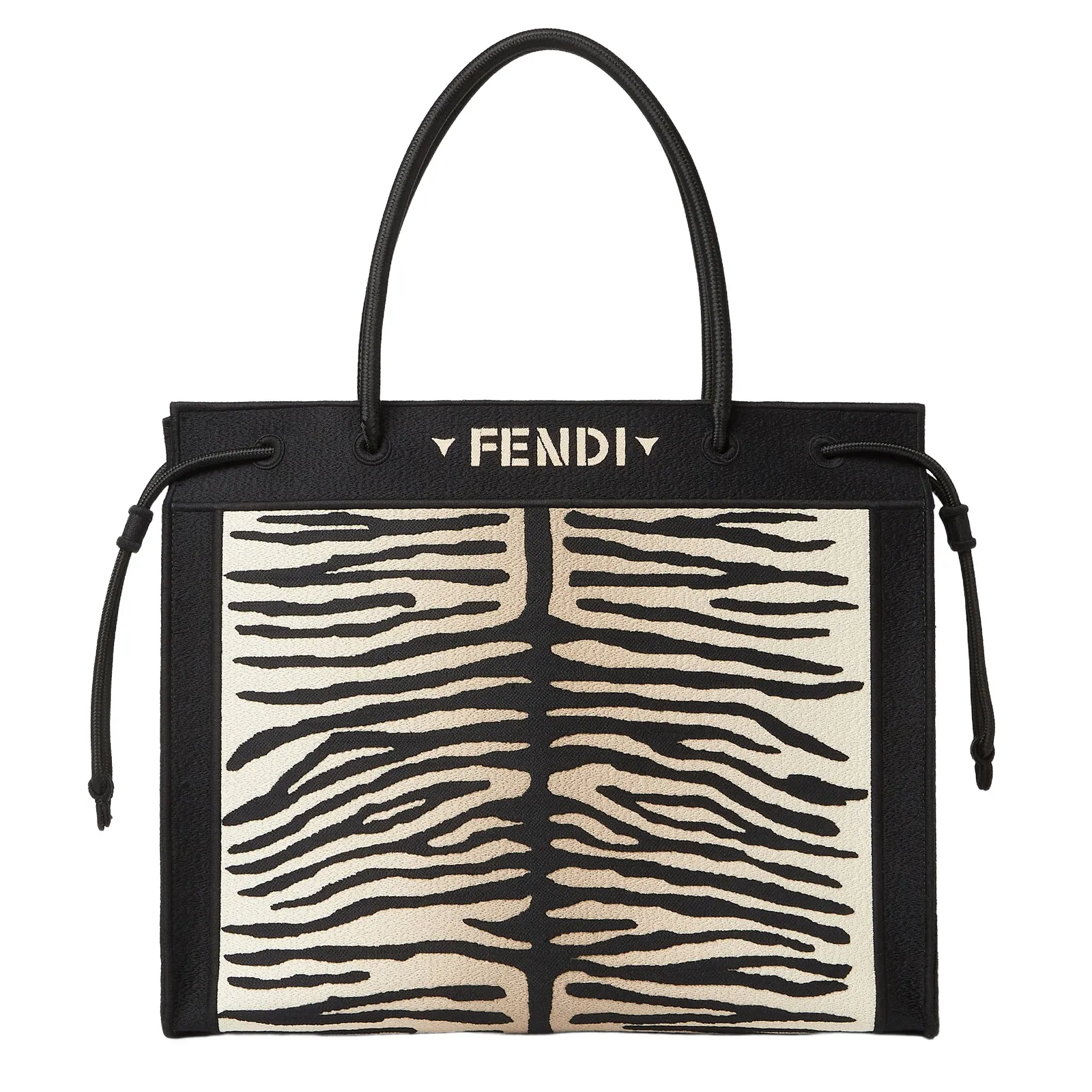 Fendi Magic Shopper Large Tiger-Effect Embroidered Fabric Shopper Bag