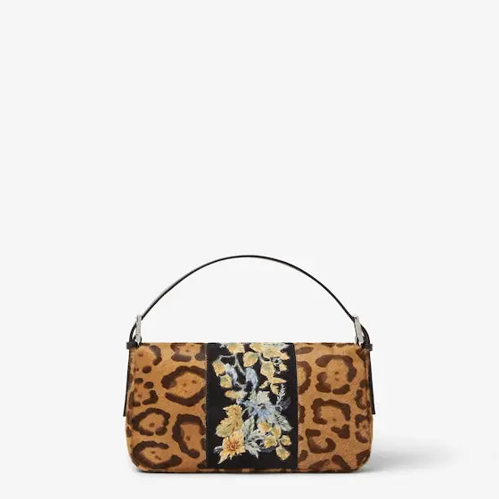 Fendi Baguette 26424 Jaguar Print Cavallino Leather Bag with Embroidery | Thumbnail 5