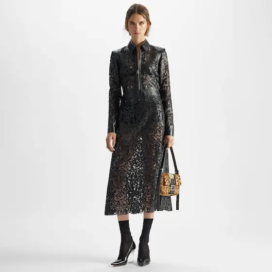 Fendi Baguette 26424 Jaguar Print Cavallino Leather Bag with Embroidery | Thumbnail 9