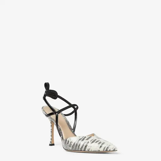 Fendi Very Colibrì High-Heeled Parchment and Black Leather Slingbacks | Thumbnail 2 Fendi Very Colibrì High-Heeled Parchment and Black Leather Slingbacks | Thumbnail 2