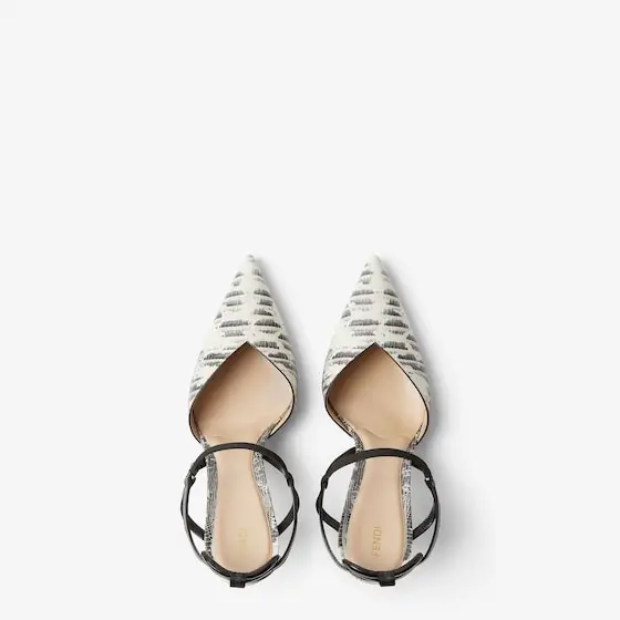 Fendi Very Colibrì High-Heeled Parchment and Black Leather Slingbacks | Thumbnail 4 Fendi Very Colibrì High-Heeled Parchment and Black Leather Slingbacks | Thumbnail 4