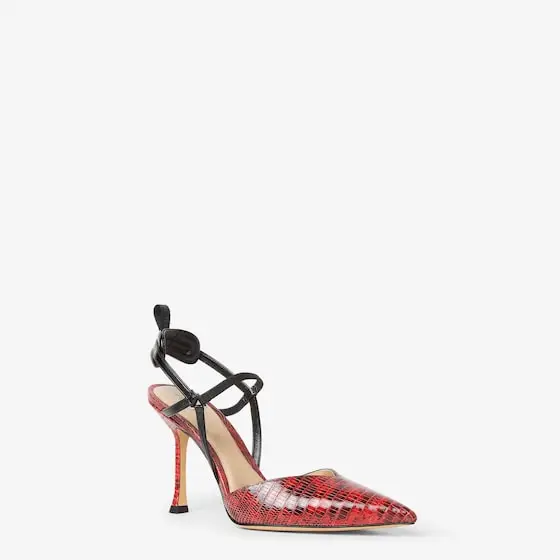 Fendi Very Colibrì High-Heeled Red and Black Leather Slingbacks | Thumbnail 2 Fendi Very Colibrì High-Heeled Red and Black Leather Slingbacks | Thumbnail 2