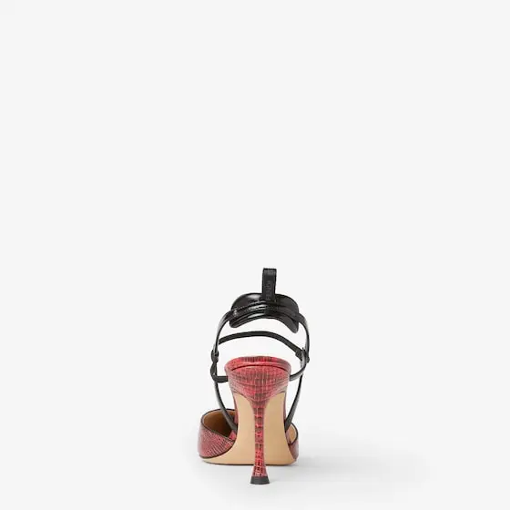 Fendi Very Colibrì High-Heeled Red and Black Leather Slingbacks | Thumbnail 3 Fendi Very Colibrì High-Heeled Red and Black Leather Slingbacks | Thumbnail 3