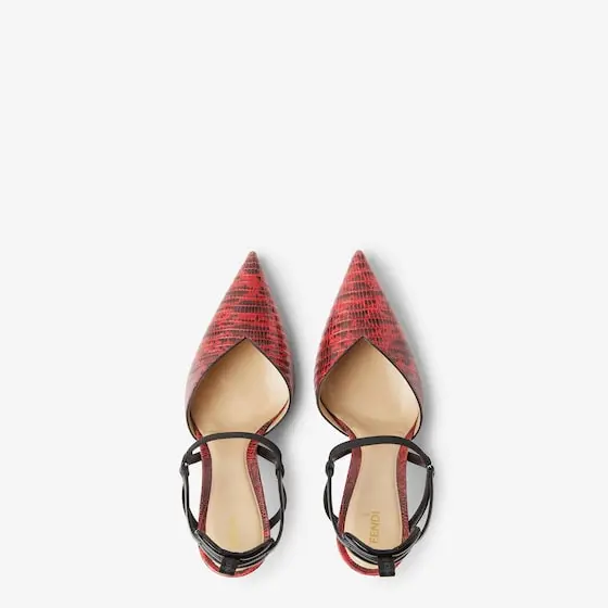 Fendi Very Colibrì High-Heeled Red and Black Leather Slingbacks | Thumbnail 4 Fendi Very Colibrì High-Heeled Red and Black Leather Slingbacks | Thumbnail 4