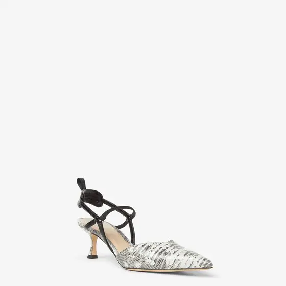 Fendi Very Colibrì Parchment and Black Leather Slingbacks with Medium Heel | Thumbnail 2 Fendi Very Colibrì Parchment and Black Leather Slingbacks with Medium Heel | Thumbnail 2