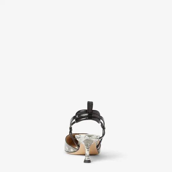 Fendi Very Colibrì Parchment and Black Leather Slingbacks with Medium Heel | Thumbnail 3 Fendi Very Colibrì Parchment and Black Leather Slingbacks with Medium Heel | Thumbnail 3