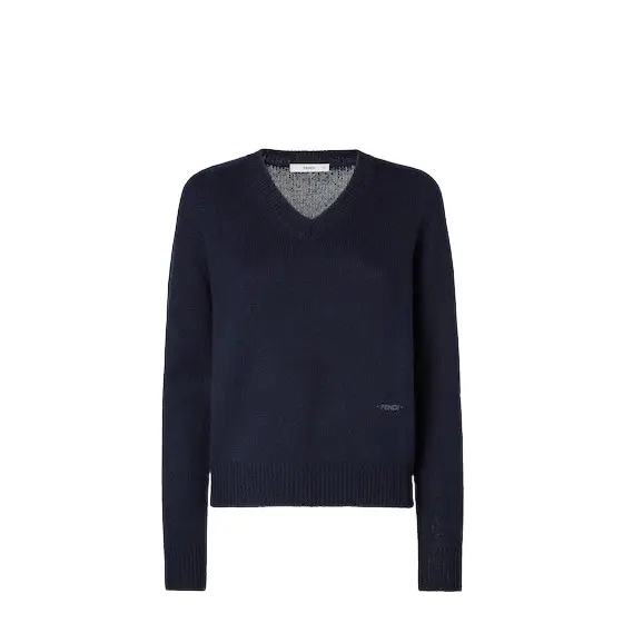 Fendi Basic fitted jumper with a V-neck and long sleeves | Image 1 Fendi Basic fitted jumper with a V-neck and long sleeves | Image 1