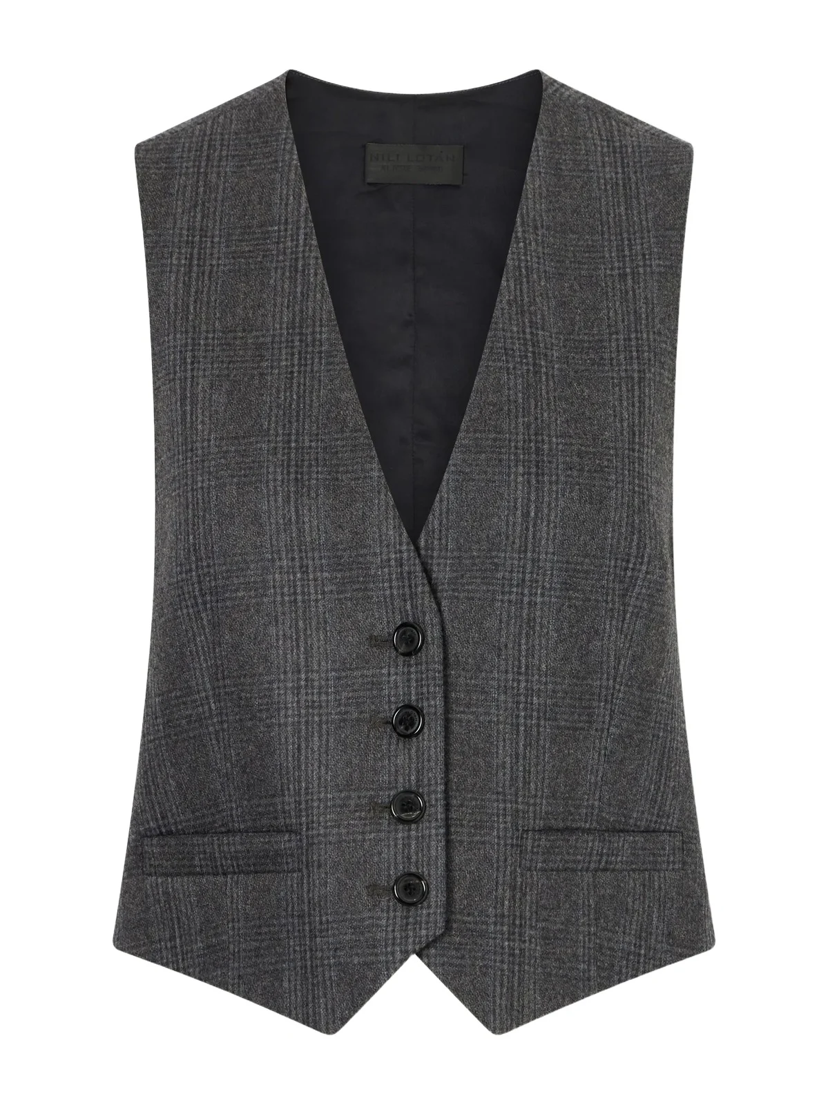 Nili Lotan Ismael Checked Wool-blend Vest