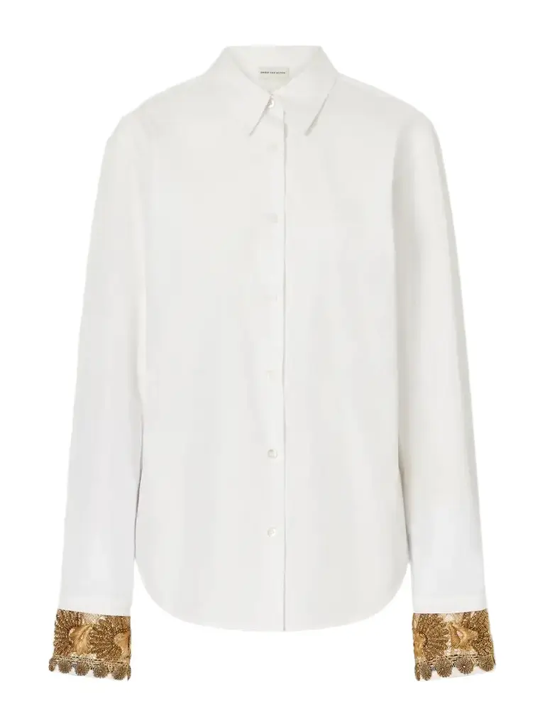 Dries Van Noten Embroidered Cotton-poplin Shirt