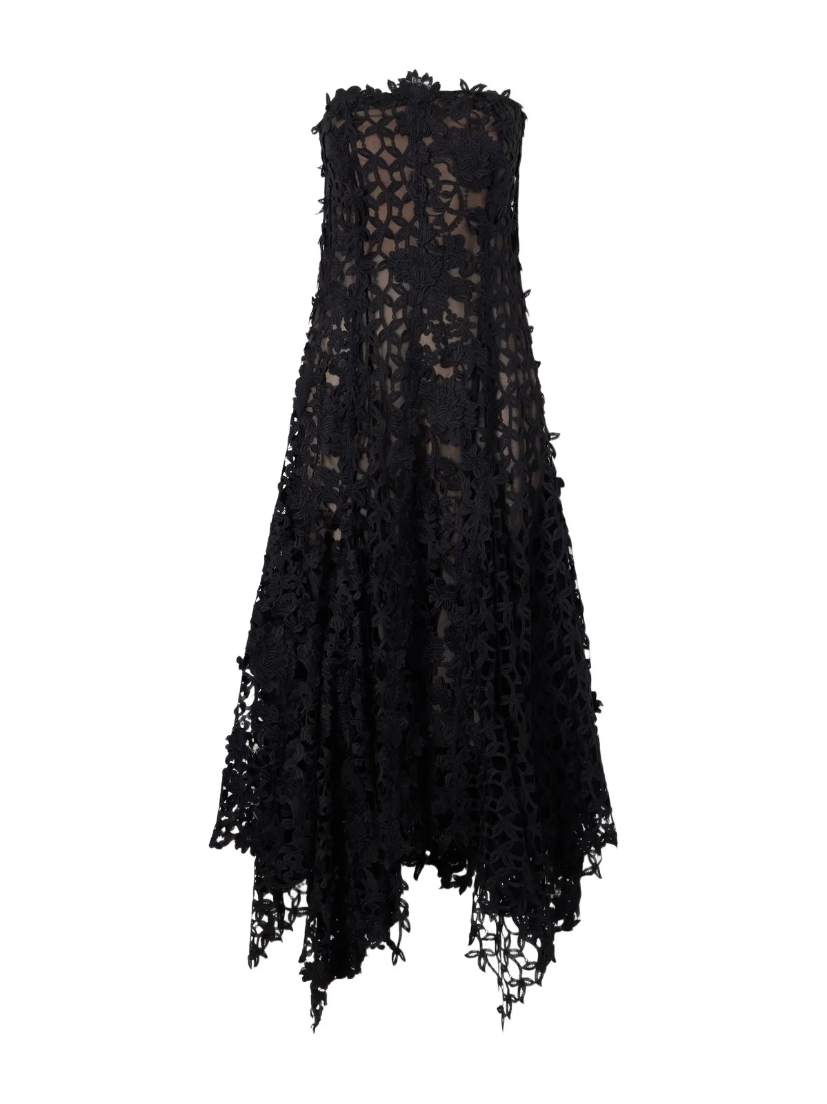 Oscar de la Renta Guipure Lace-trimmed Mesh Midi Dress