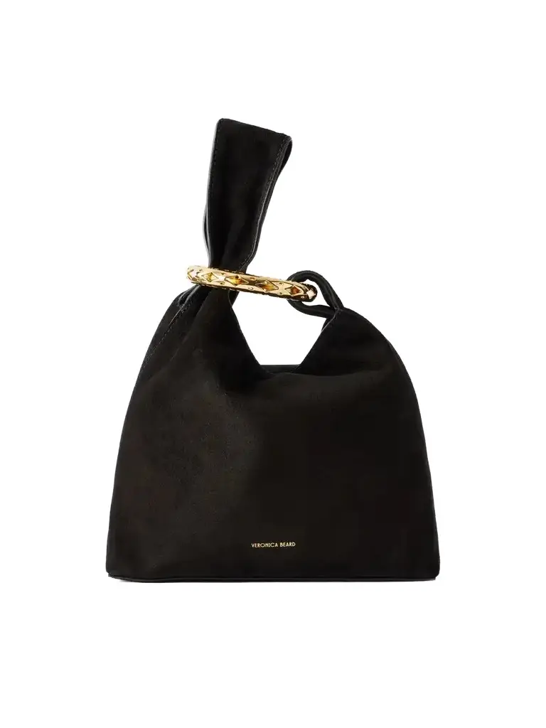 Veronica Beard Swing Embellished Suede Clutch