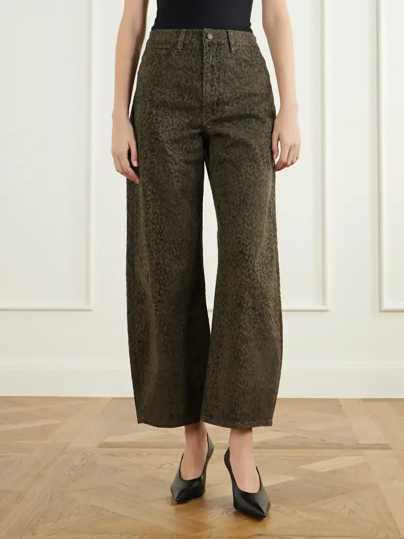 Frame The Bow Crop Flocked Leopard-print High-rise Barrel-leg Jeans | Thumbnail 3