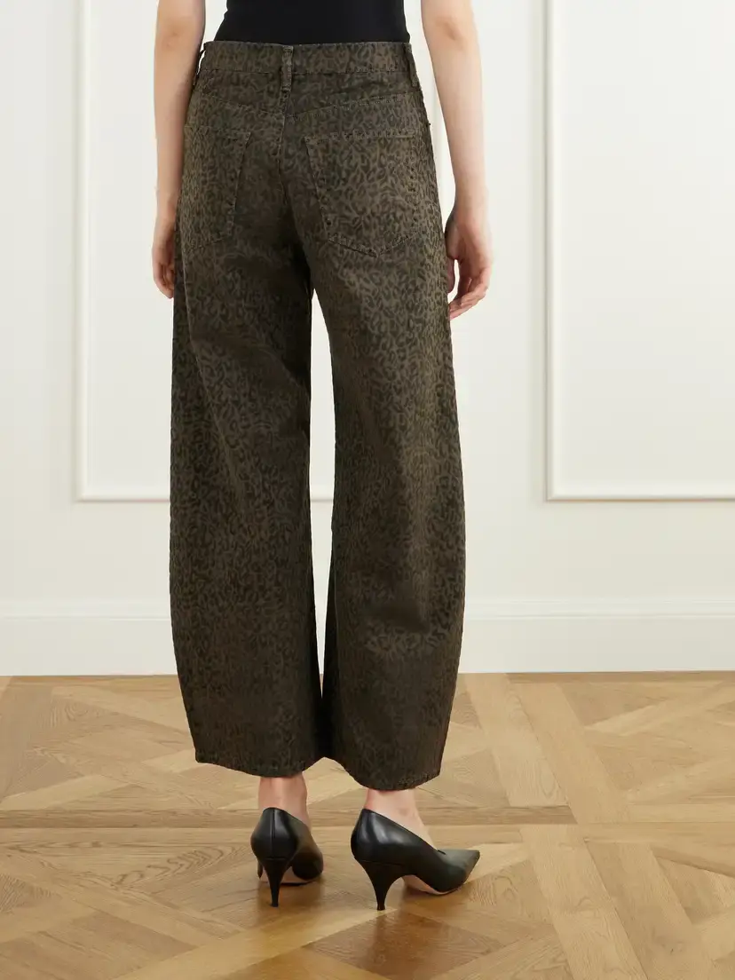 Frame The Bow Crop Flocked Leopard-print High-rise Barrel-leg Jeans | Thumbnail 4