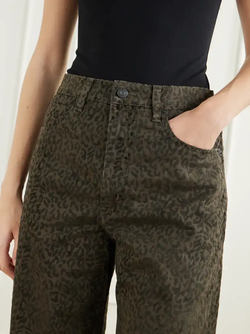 Frame The Bow Crop Flocked Leopard-print High-rise Barrel-leg Jeans | Thumbnail 5