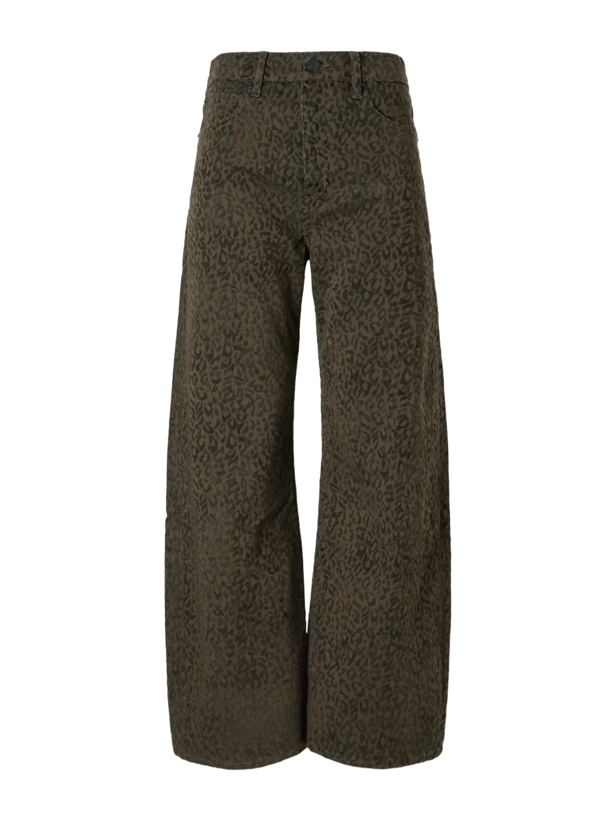 Frame The Bow Crop Flocked Leopard-print High-rise Barrel-leg Jeans