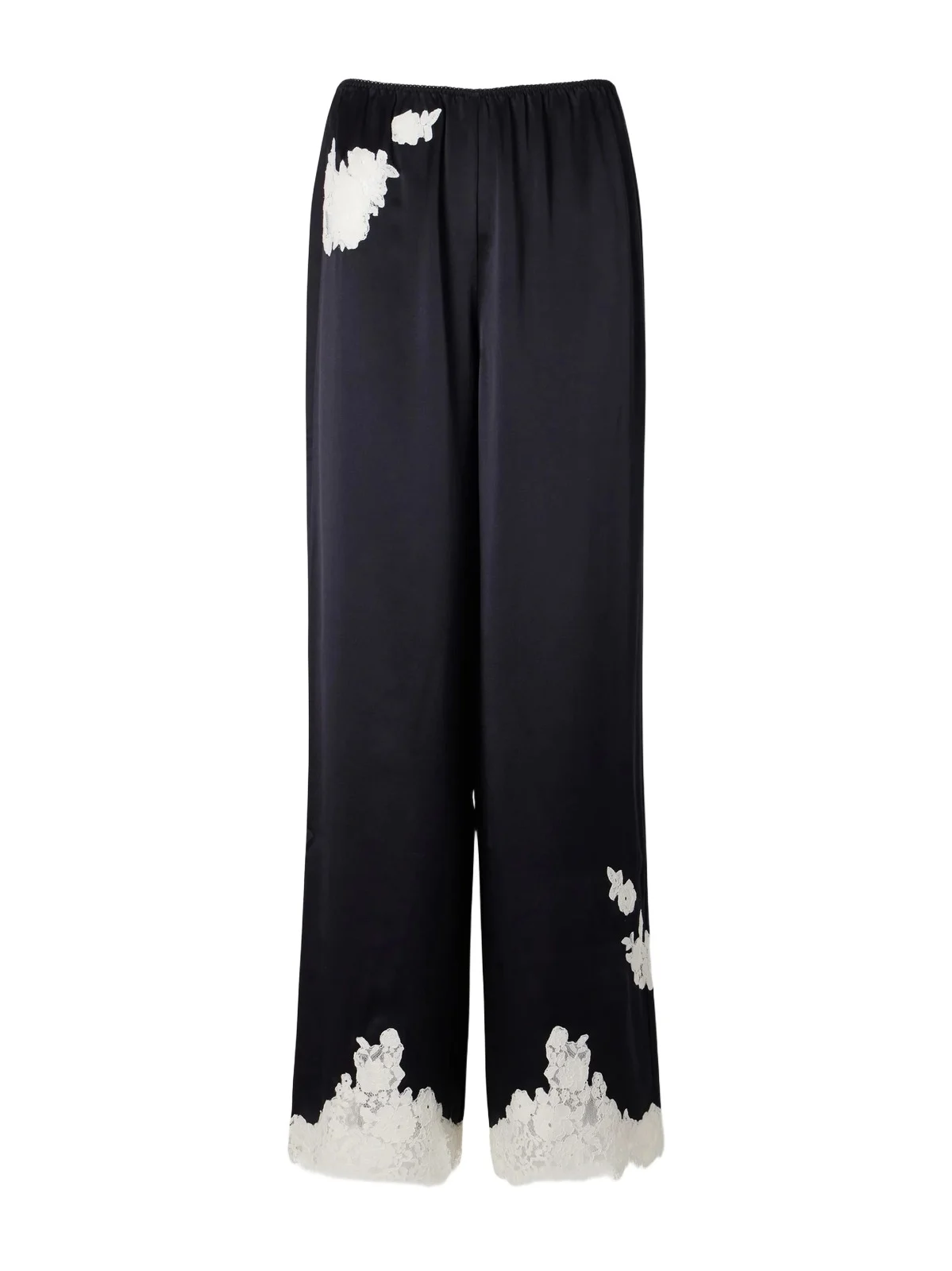 Lavon Lace-trimmed Silk-satin Wide-leg Pants