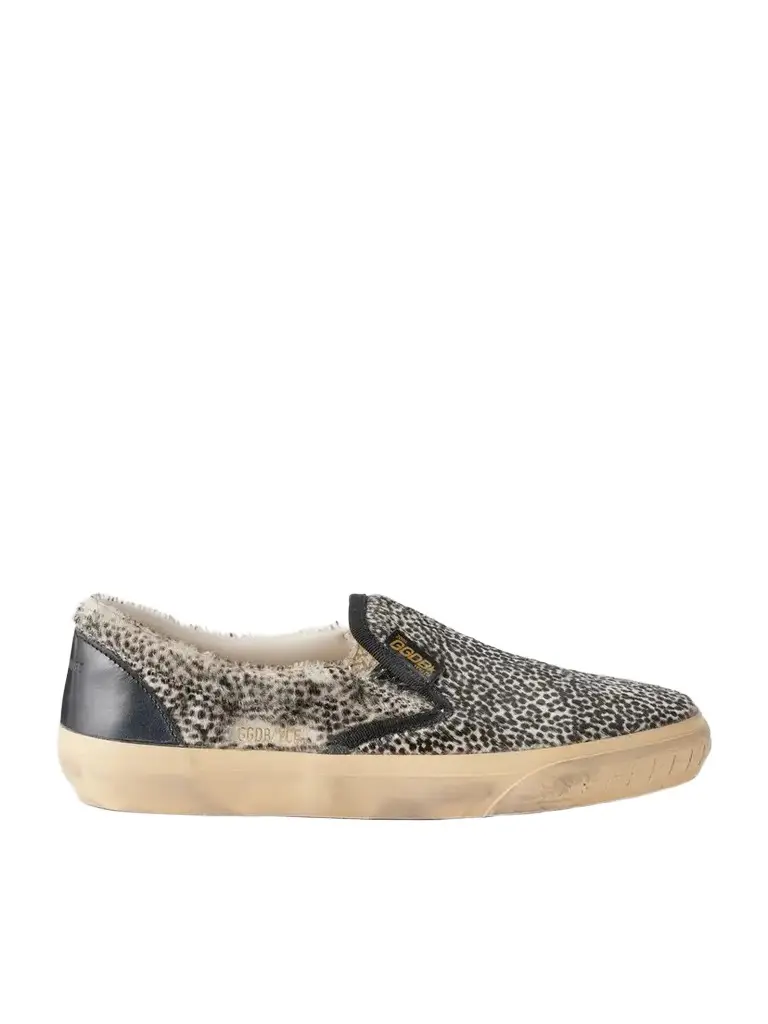 Golden Goose Vce Penstar Leather-trimmed Animal-print Calf Hair Sneakers | Image 1 Golden Goose Vce Penstar Leather-trimmed Animal-print Calf Hair Sneakers | Image 1