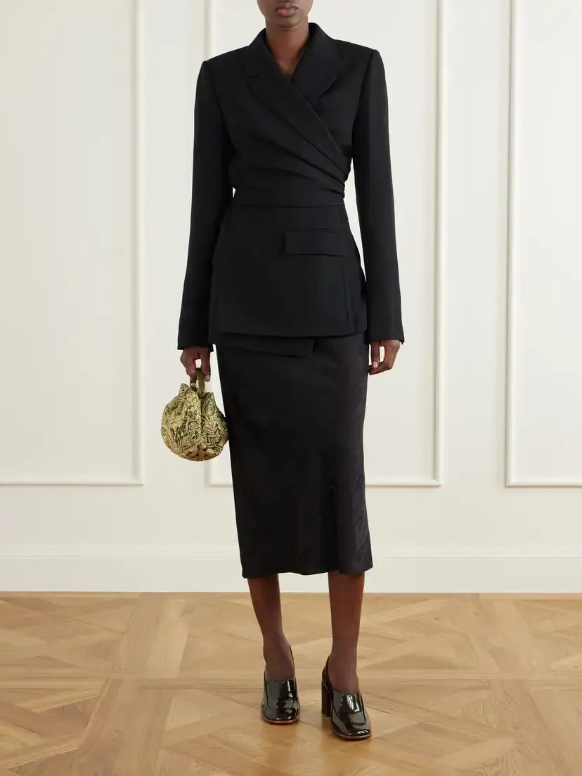 Dries Van Noten Self-tie Wool-crepe Blazer | Thumbnail 2 Dries Van Noten Self-tie Wool-crepe Blazer | Thumbnail 2