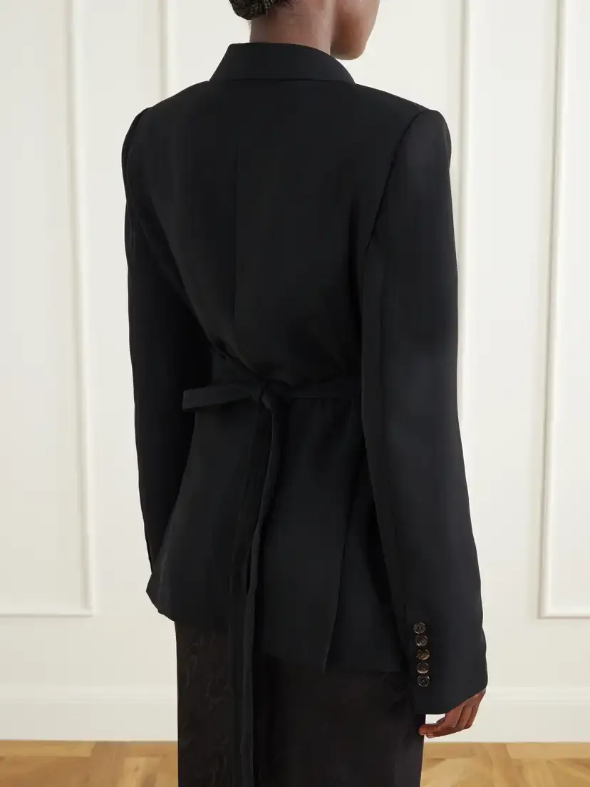 Dries Van Noten Self-tie Wool-crepe Blazer | Thumbnail 3 Dries Van Noten Self-tie Wool-crepe Blazer | Thumbnail 3