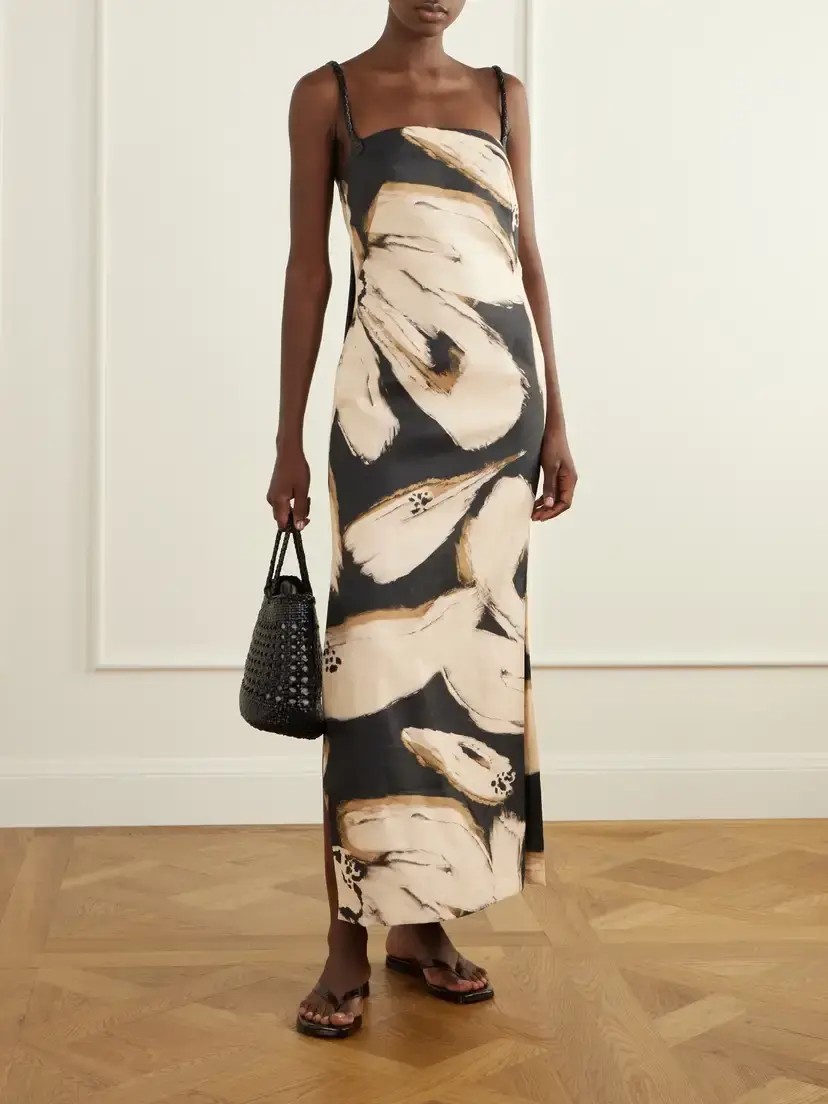 ANDRES OTALORA Lo No Dicho Tassel-detailed Printed Linen Midi Dress | Thumbnail 2 ANDRES OTALORA Lo No Dicho Tassel-detailed Printed Linen Midi Dress | Thumbnail 2