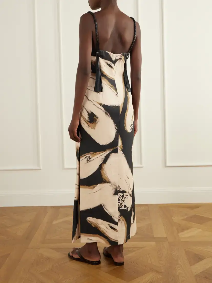 ANDRES OTALORA Lo No Dicho Tassel-detailed Printed Linen Midi Dress | Thumbnail 3 ANDRES OTALORA Lo No Dicho Tassel-detailed Printed Linen Midi Dress | Thumbnail 3