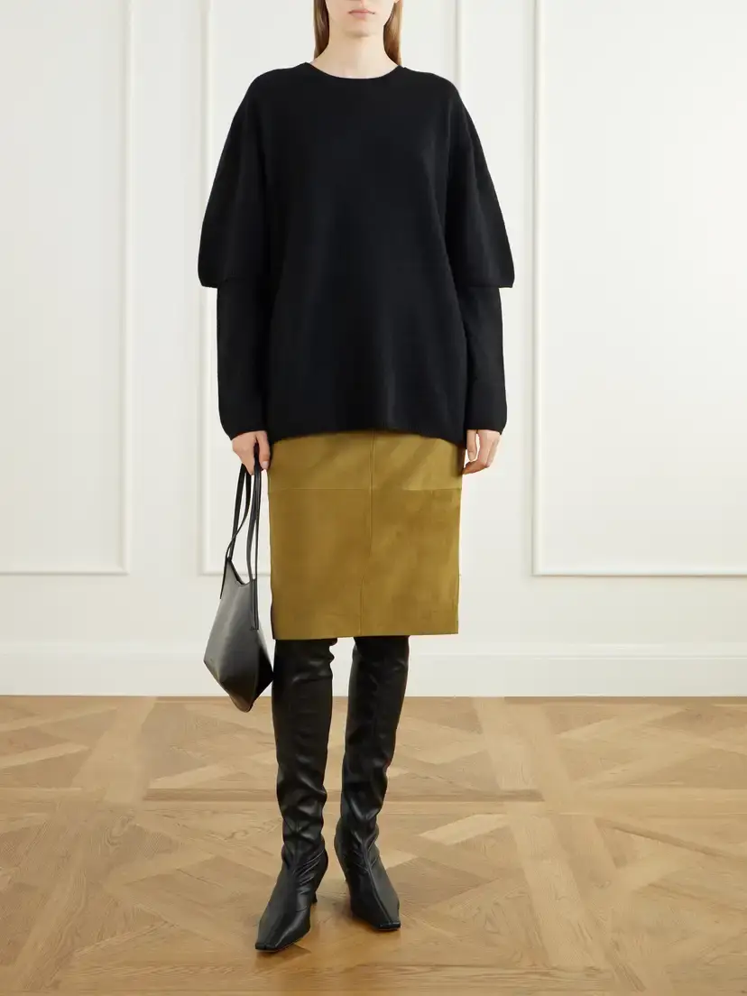Altuzarra Hank Paneled Suede Knee-length Skirt | Thumbnail 2 Altuzarra Hank Paneled Suede Knee-length Skirt | Thumbnail 2