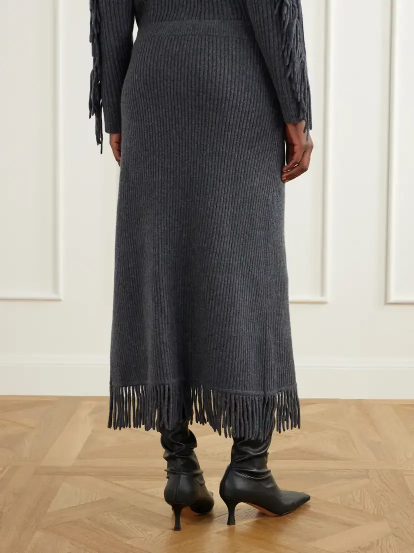 Simkhai Casey Draped Wool And Cashmere-blend Skirt - Gray | Thumbnail 4 Simkhai Casey Draped Wool And Cashmere-blend Skirt - Gray | Thumbnail 4