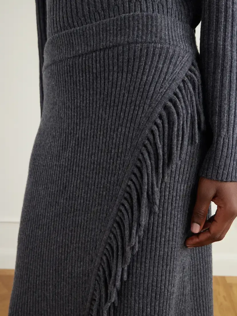Simkhai Casey Draped Wool And Cashmere-blend Skirt - Gray | Thumbnail 5 Simkhai Casey Draped Wool And Cashmere-blend Skirt - Gray | Thumbnail 5