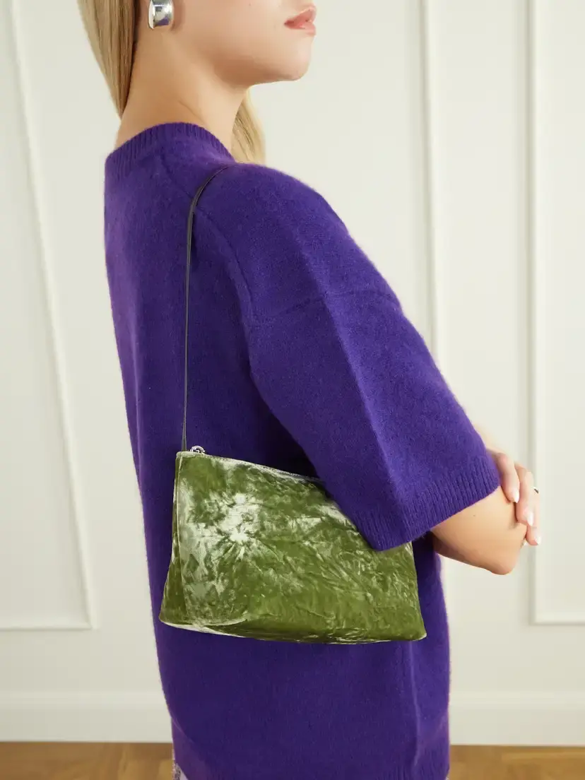 Valesque Corset Leather-trimmed Crushed-velvet Shoulder Bag | Thumbnail 2 Valesque Corset Leather-trimmed Crushed-velvet Shoulder Bag | Thumbnail 2