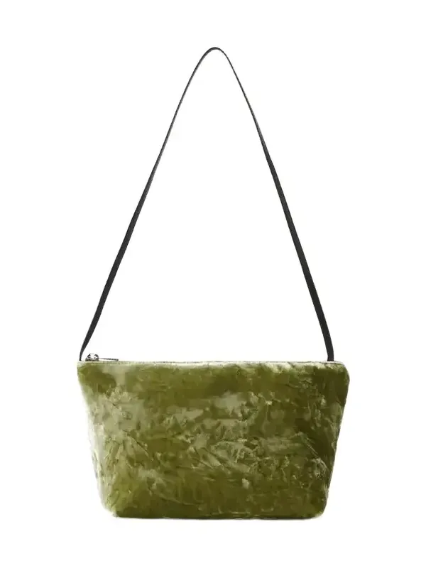 Valesque Corset Leather-trimmed Crushed-velvet Shoulder Bag