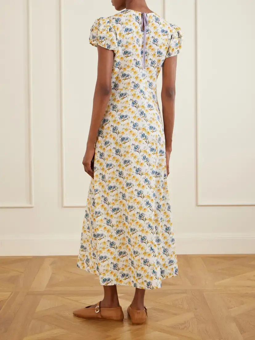 DÔEN Rhodia Floral-print Organic Cotton Midi Dress | Thumbnail 3