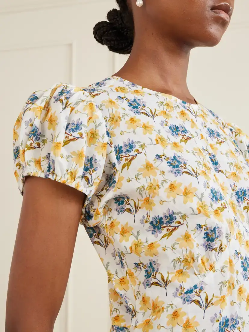 DÔEN Rhodia Floral-print Organic Cotton Midi Dress | Thumbnail 4