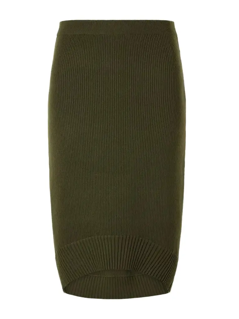 Victoria Beckham Ribbed Wool-blend Midi Skirt
