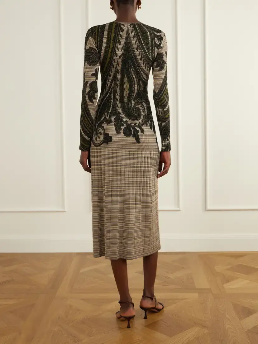 Etro Printed Ribbed-knit Midi Dress | Thumbnail 3 Etro Printed Ribbed-knit Midi Dress | Thumbnail 3