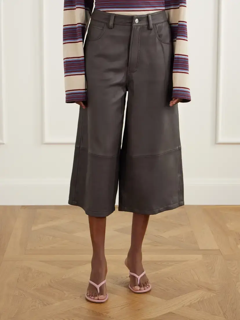Staud Hunter Cropped Leather Wide-leg Pants | Thumbnail 3 Staud Hunter Cropped Leather Wide-leg Pants | Thumbnail 3