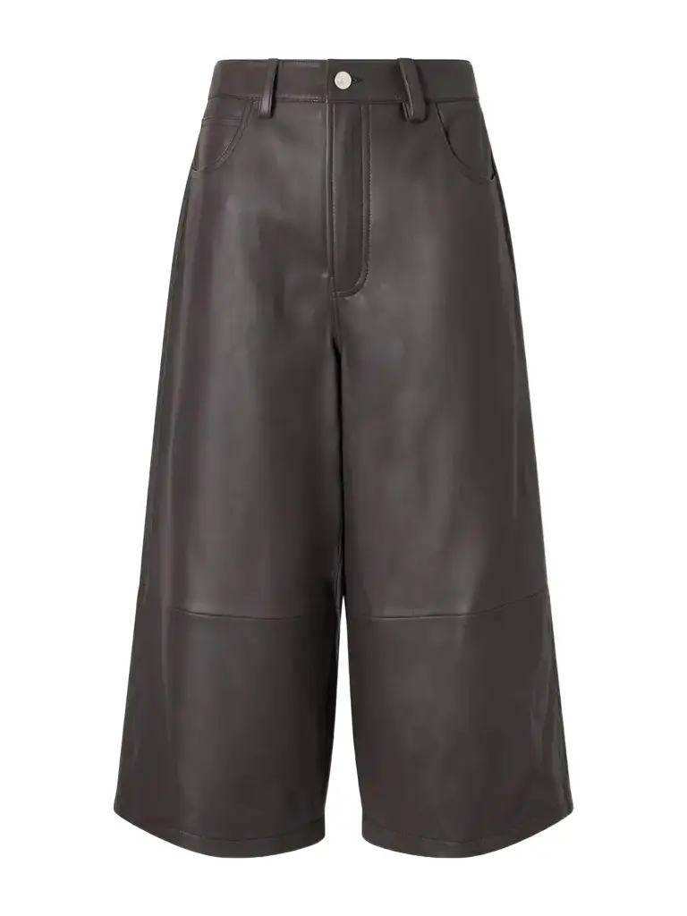 Staud Hunter Cropped Leather Wide-leg Pants | Image 1 Staud Hunter Cropped Leather Wide-leg Pants | Image 1