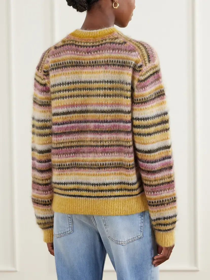 Marant Étoile Morine Striped Brushed Mohair And Wool-blend Sweater - Yellow | Thumbnail 4 Marant Étoile Morine Striped Brushed Mohair And Wool-blend Sweater - Yellow | Thumbnail 4