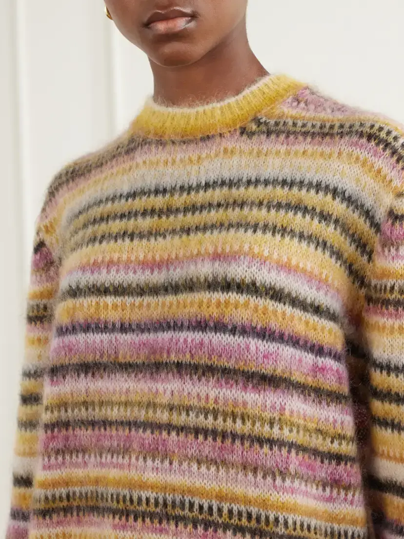 Marant Étoile Morine Striped Brushed Mohair And Wool-blend Sweater - Yellow | Thumbnail 5 Marant Étoile Morine Striped Brushed Mohair And Wool-blend Sweater - Yellow | Thumbnail 5