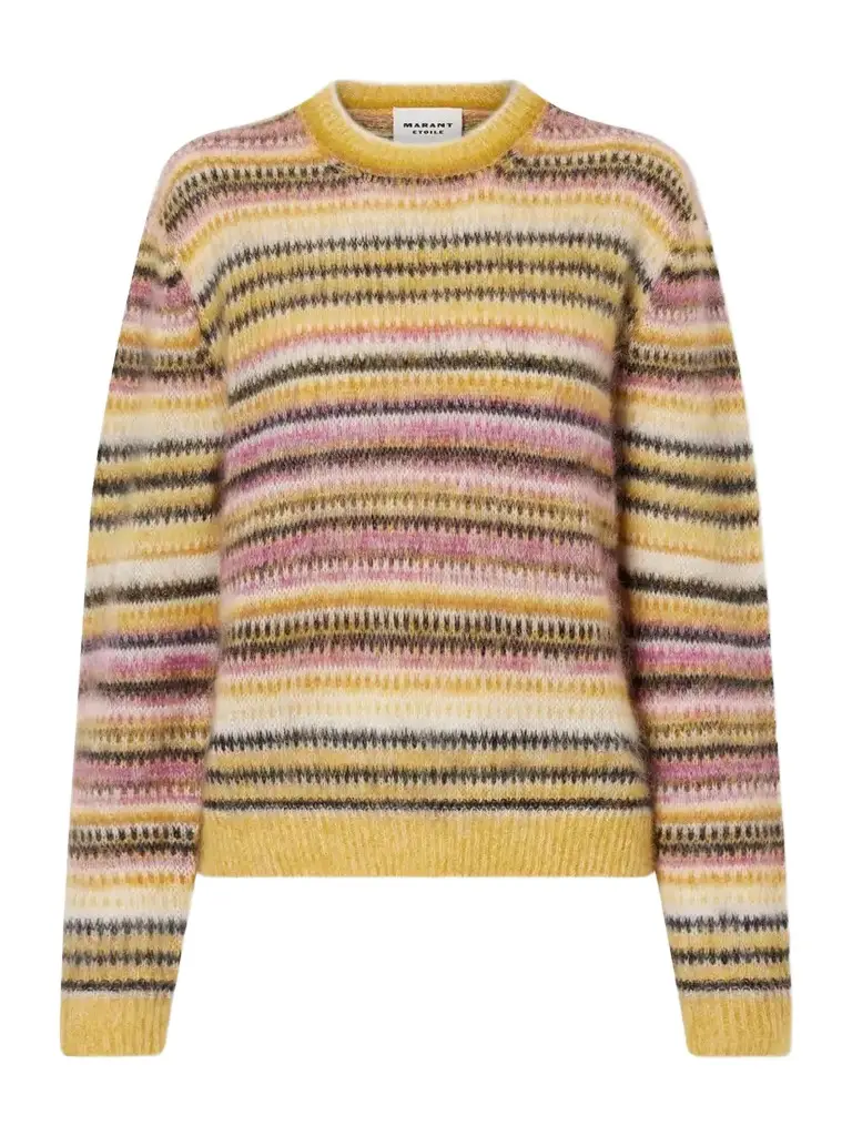 Marant Étoile Morine Striped Brushed Mohair And Wool-blend Sweater | Image 1 Marant Étoile Morine Striped Brushed Mohair And Wool-blend Sweater | Image 1