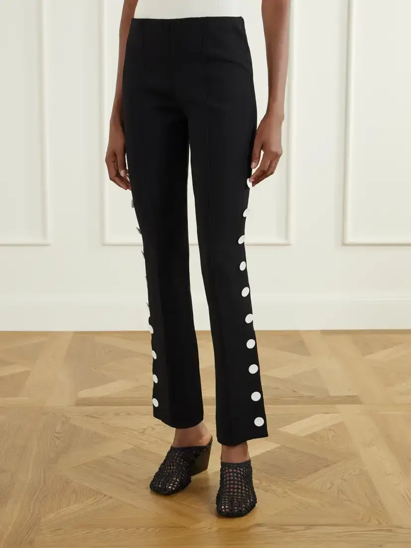 Proenza Schouler Martina Button-embellished Stretch-jersey Skinny Pants | Thumbnail 3