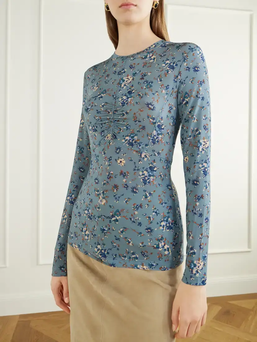 Ulla Johnson Gathered Floral-print Stretch-jersey Blouse | Thumbnail 3 Ulla Johnson Gathered Floral-print Stretch-jersey Blouse | Thumbnail 3