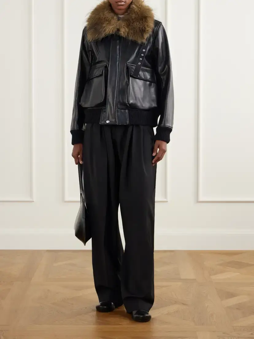 Sacai Plush-trimmed Leather Jacket | Thumbnail 2 Sacai Plush-trimmed Leather Jacket | Thumbnail 2